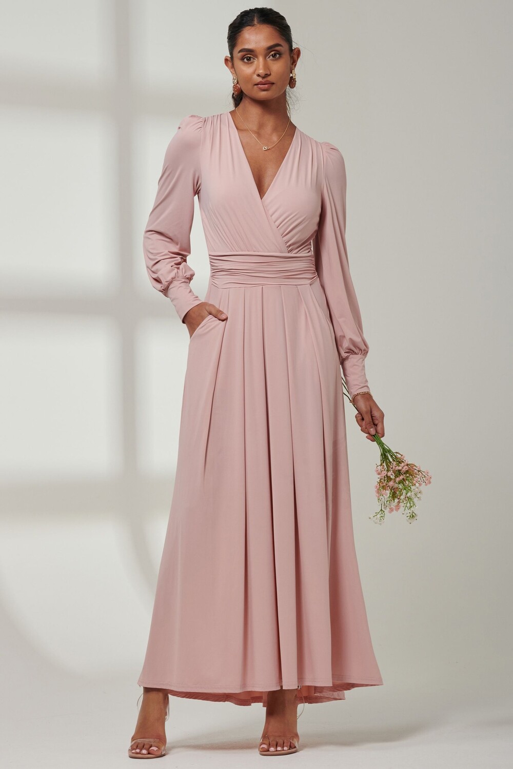 Платье макси Giulia с длинными рукавами Jolie Moi, розовый 
Платье макси Giulia с длинными рукавами Jolie Moi, розовый