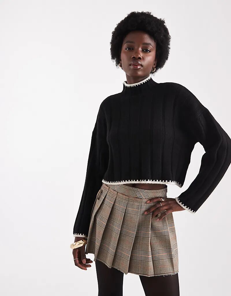 Укороченный вязаный джемпер ONLY с контрастной отделкой черного цвета
Укороченный вязаный джемпер ONLY с контрастной отделкой черного цвета