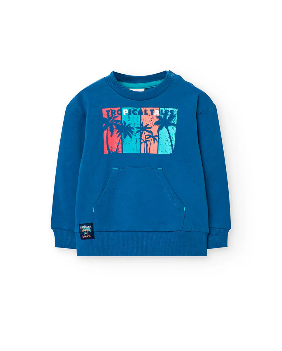 Хлопковая толстовка для мальчика с карманом-кенгуру Boboli, индиго
Хлопковая толстовка для мальчика с карманом-кенгуру Boboli, индиго