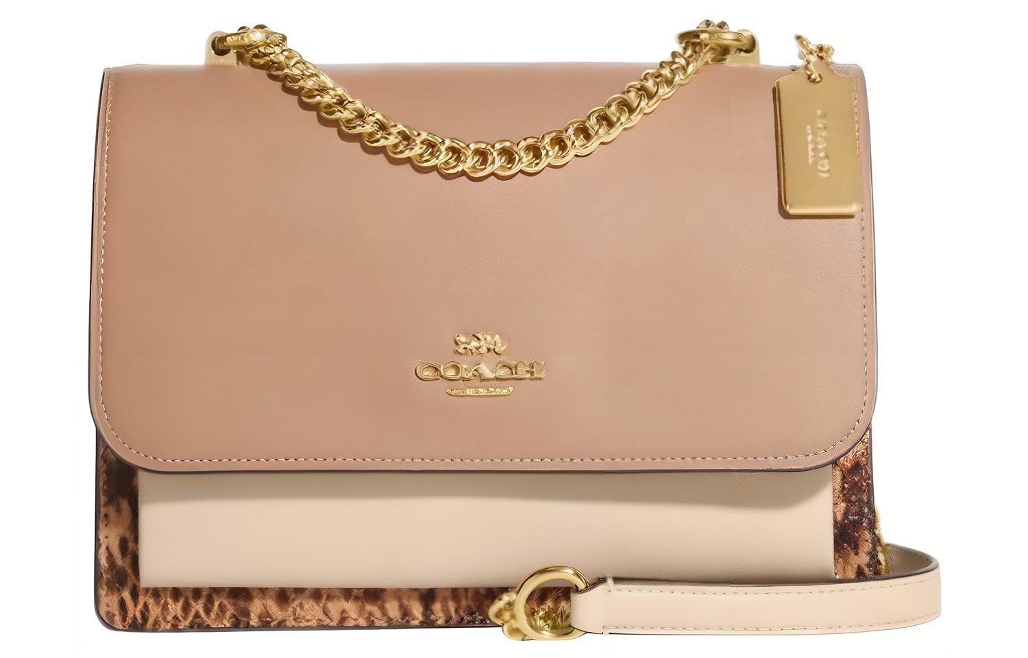 Сумка через плечо Klare из коровьей кожи и овчины, малого размера, женская, цвет слоновая кость белый COACH