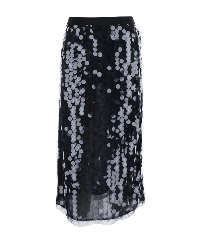 Черная юбка из технологичной ткани, расшитая пайетками. Semicouture, черный
Черная юбка из технологичной ткани, расшитая пайетками. Semicouture, черный