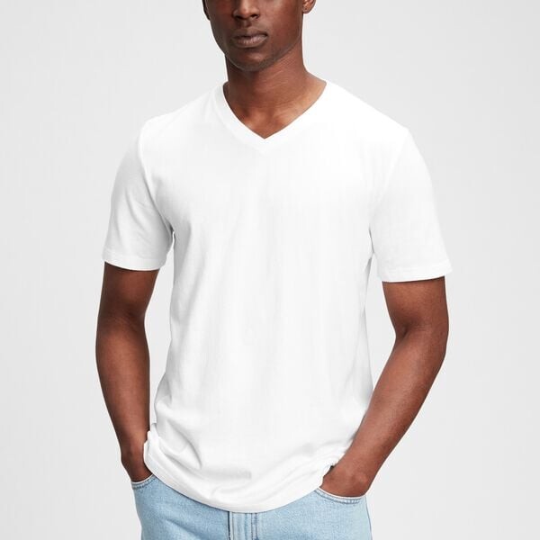 Футболка из хлопка с v-образным вырезом Gap, белый
Футболка из хлопка с v-образным вырезом Gap, белый