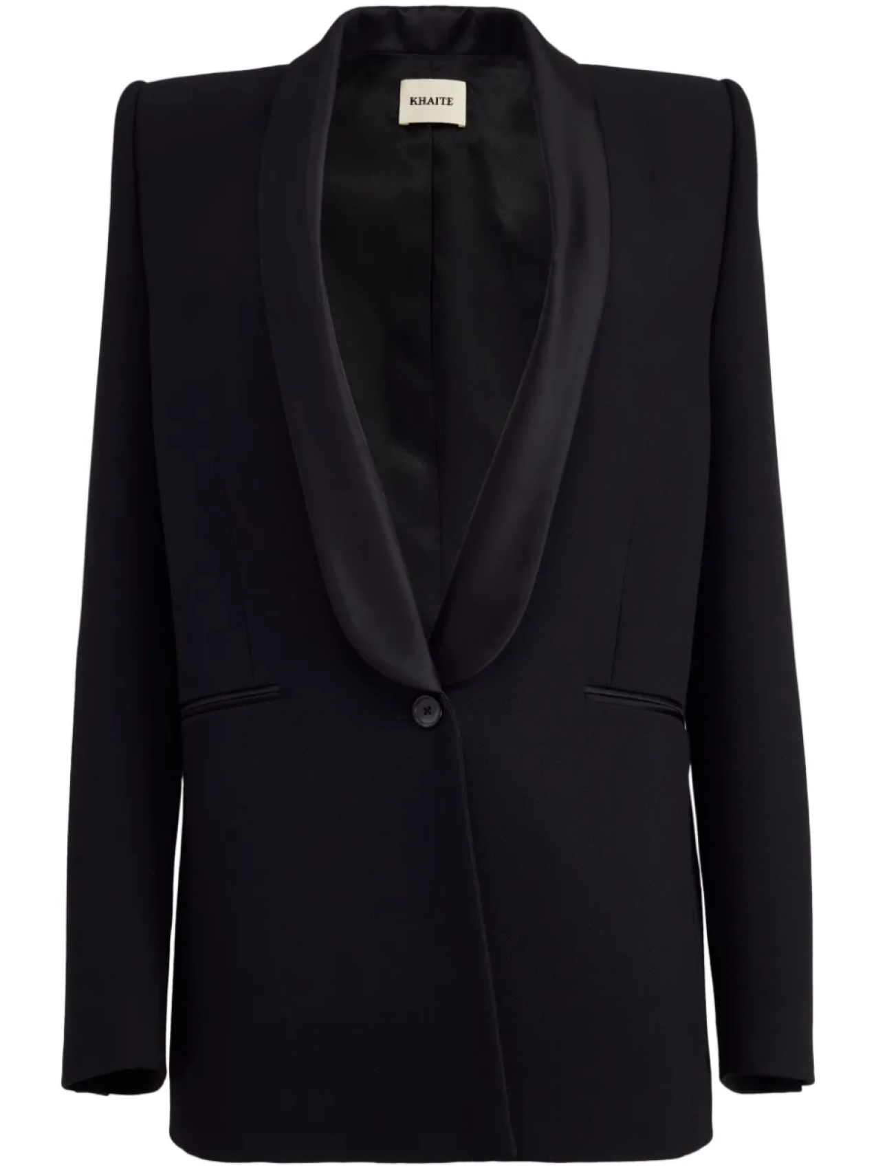 KHAITE Пиджак Helio с шалевыми лацканами, черный
KHAITE Пиджак Helio с шалевыми лацканами, черный