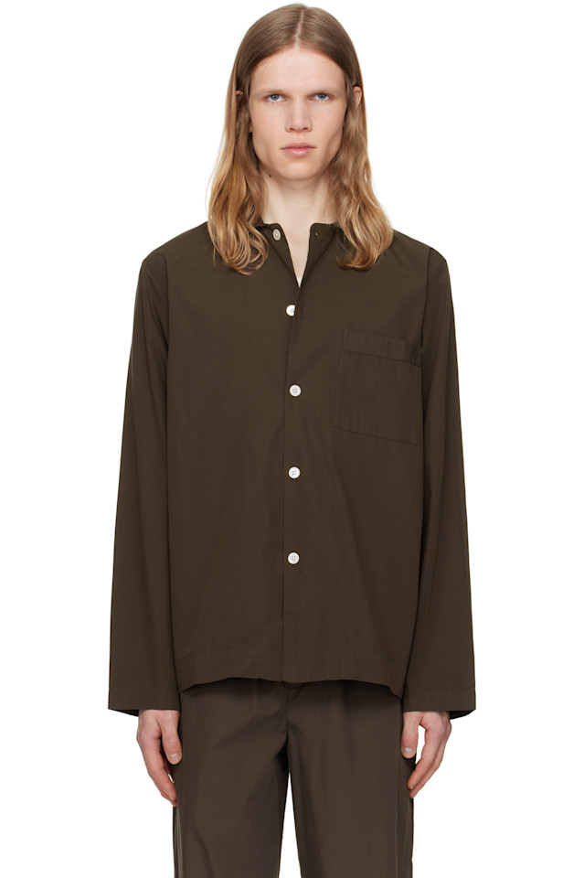 Поплиновая пижамная рубашка с длинными рукавами Tekla, коричневый
Поплиновая пижамная рубашка с длинными рукавами Tekla, коричневый