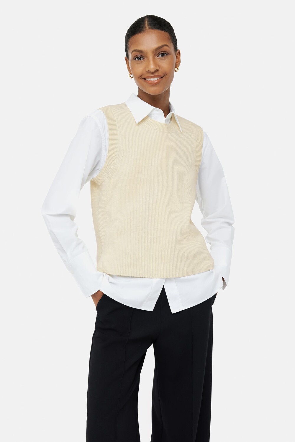 Рубашка без рукавов кремового цвета с круглым вырезом из смесового хлопка Jigsaw, бежевый
Рубашка без рукавов кремового цвета с круглым вырезом из смесового хлопка Jigsaw, бежевый