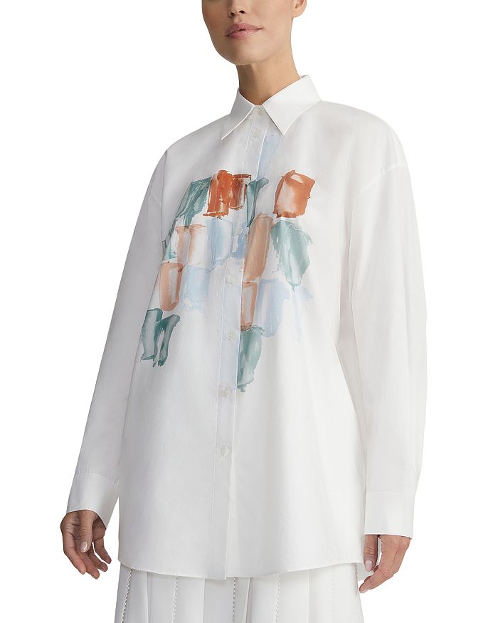 Рубашка с принтом на пуговицах спереди Lafayette 148 New York, белый
Рубашка с принтом на пуговицах спереди Lafayette 148 New York, белый