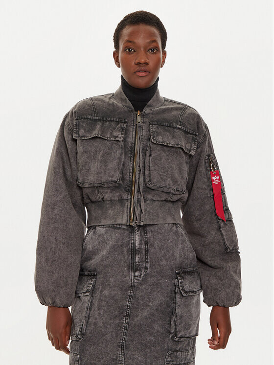 Бомбер стандартного кроя Alpha Industries, серый 
Бомбер стандартного кроя Alpha Industries, серый