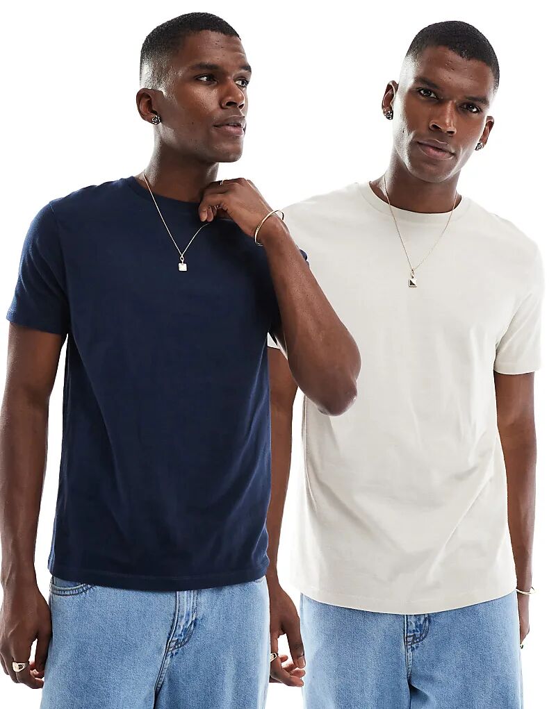 Набор из 2 футболок с круглым вырезом ASOS DESIGN темно-синего и бежевого цветов, Синий, Набор из 2 футболок с круглым вырезом ASOS DESIGN темно-синего и бежевого цветов
Набор из 2 футболок с круглым вырезом ASOS DESIGN темно-синего и бежевого цветов, Синий, Набор из 2 футболок с круглым вырезом ASOS DESIGN темно-синего и бежевого цветов