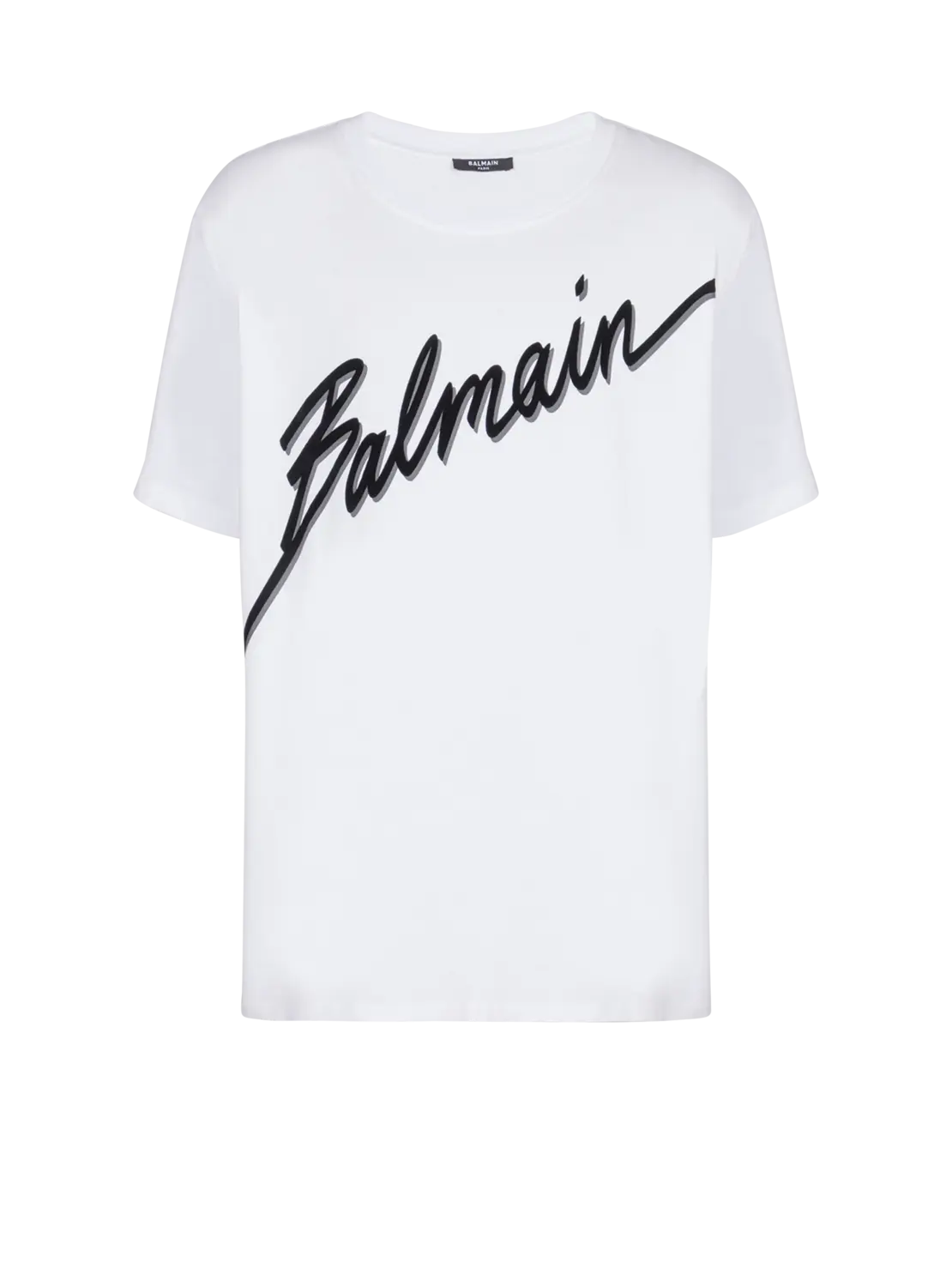 Футболка с флокированным логотипом Balmain Letter, белый/красный
Футболка с флокированным логотипом Balmain Letter, белый/красный