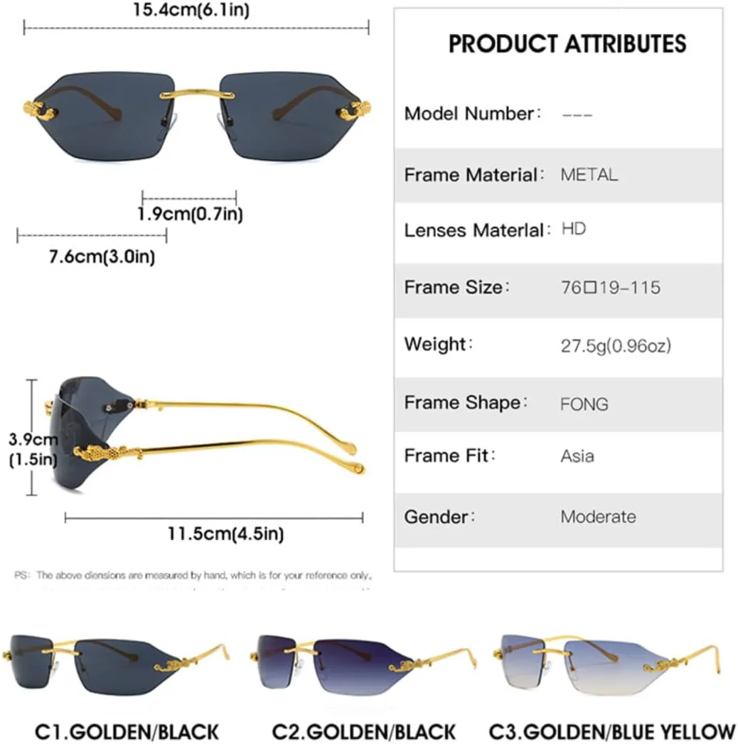 Роскошные солнцезащитные очки без оправы изогнутой прямоугольной формы для женщин и мужчин в винтажном панк-стиле с популярным леопардовым принтом TVTBBVV, Gray
Роскошные солнцезащитные очки без оправы изогнутой прямоугольной формы для женщин и мужчин в винтажном панк-стиле с популярным леопардовым принтом TVTBBVV, Gray