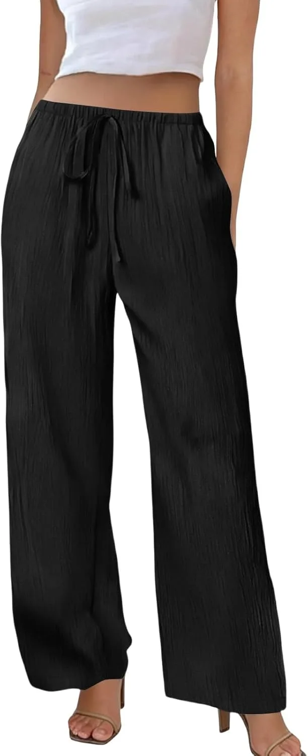 Kenvina Women 2026 Summer Beach Palazzo Trousers Loose Plus Size High Waisted Wide Leg
Kenvina Women 2026 Summer Beach Palazzo Trousers Loose Plus Size High Waisted Wide Leg