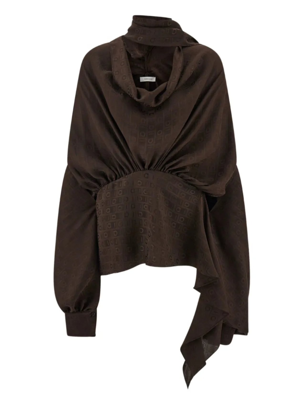 Шелковая блузка с монограммой Ferragamo, коричневый
Шелковая блузка с монограммой Ferragamo, коричневый