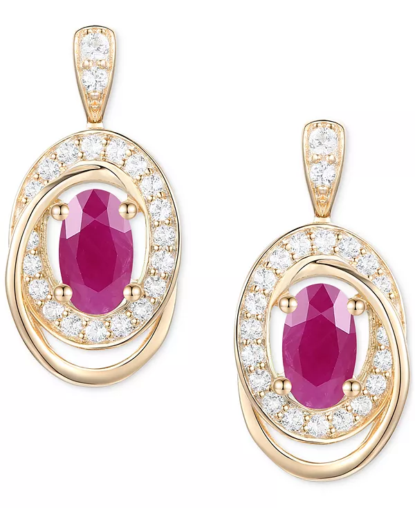 Овальные серьги-подвески с изумрудами (3/8 карата) и бриллиантами (1/5 карата) в форме завитка из 14-каратного золота (также с рубинами и сапфирами) Macy'S, ruby
Овальные серьги-подвески с изумрудами (3/8 карата) и бриллиантами (1/5 карата) в форме завитка из 14-каратного золота (также с рубинами и сапфирами) Macy'S, ruby