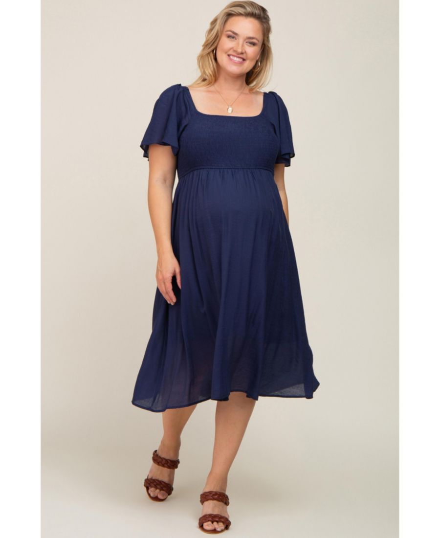 Платье-миди для беременных, темно-синего цвета, с присборенным квадратным вырезом, короткими рукавами и рюшами Pinkblush, Navy blue
Платье-миди для беременных, темно-синего цвета, с присборенным квадратным вырезом, короткими рукавами и рюшами Pinkblush, Navy blue