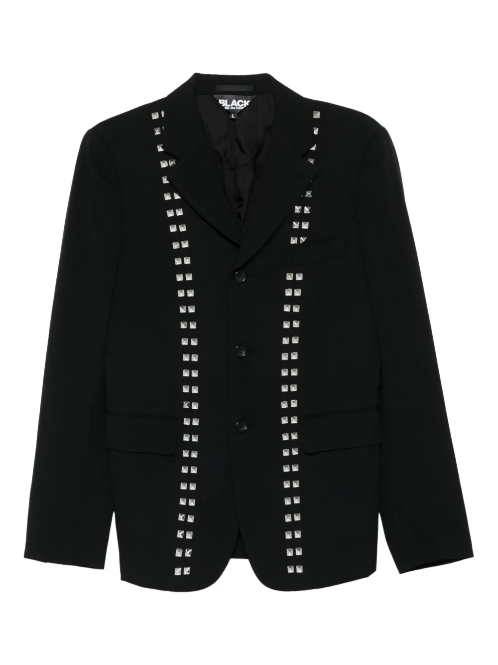 Однобортный пиджак с заклепками Black Comme Des Garçons, черный
Однобортный пиджак с заклепками Black Comme Des Garçons, черный