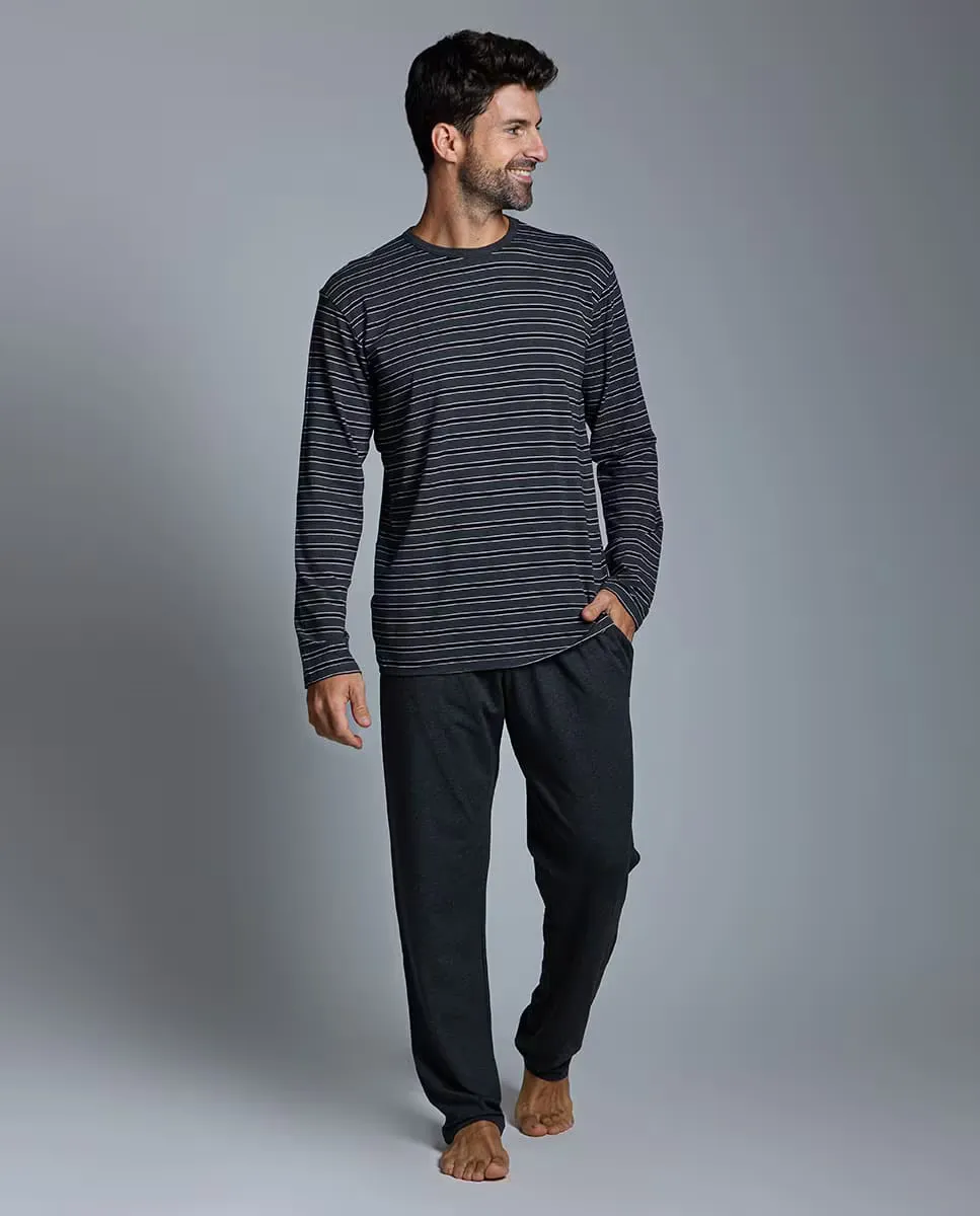 Мужская длинная модальная пижама с полосатым принтом ZD, мультиколор 
Мужская длинная модальная пижама с полосатым принтом ZD, мультиколор