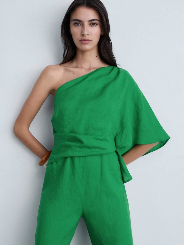 Песочный асимметричный комбинезон из чистого льна Mango, зеленый
Песочный асимметричный комбинезон из чистого льна Mango, зеленый