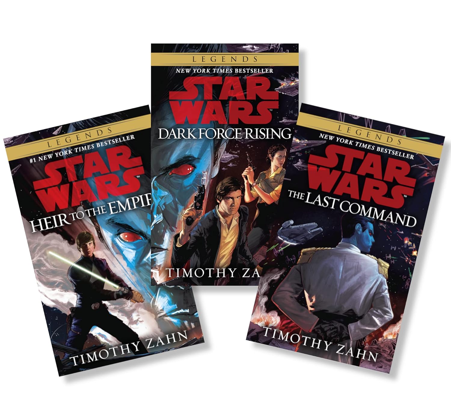 1. Heir to the Empire - 2. Dark Force Rising - 3. The Last Command (Star Wars Thrawn Trilogy) (Various Publishers)
1. Heir to the Empire - 2. Dark Force Rising - 3. The Last Command (Star Wars Thrawn Trilogy) (Various Publishers)