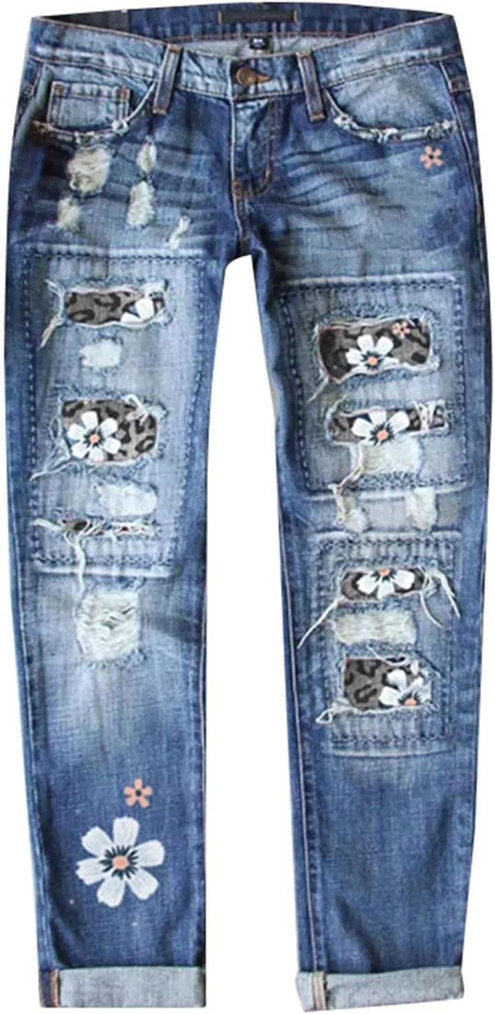 Рваные джинсы для женщин boyfriend с клетчатыми заплатками LCMTWX
Рваные джинсы для женщин boyfriend с клетчатыми заплатками LCMTWX