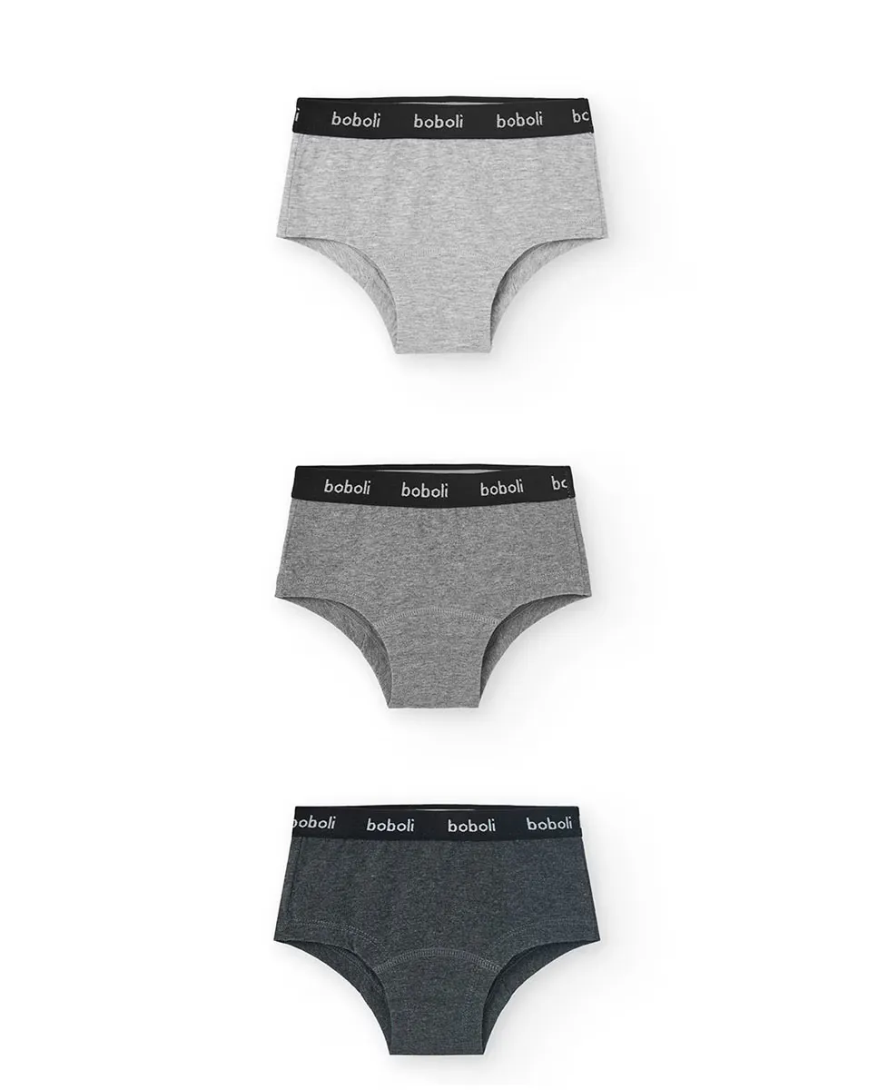 Комплект из 3 трусиков для девочек с логотипом на талии Boboli, серый 
Комплект из 3 трусиков для девочек с логотипом на талии Boboli, серый