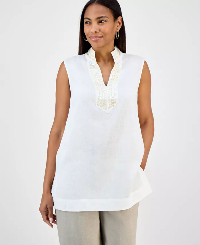 Женская туника из 100% льна с декоративными элементами Charter Club, белый
Женская туника из 100% льна с декоративными элементами Charter Club, белый