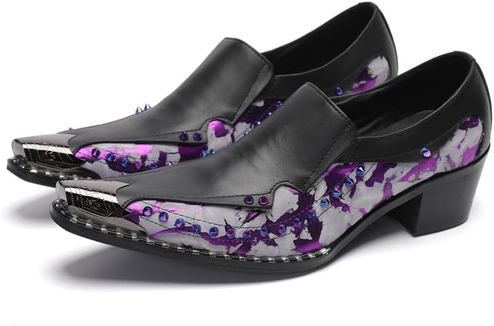 Мужские классические туфли Dacnakby, кожаные лоферы без шнуровки с металлическим носком, заостренным носом с радужным принтом под змею, черный/фиолетовый
Мужские классические туфли Dacnakby, кожаные лоферы без шнуровки с металлическим носком, заостренным носом с радужным принтом под змею, черный/фиолетовый