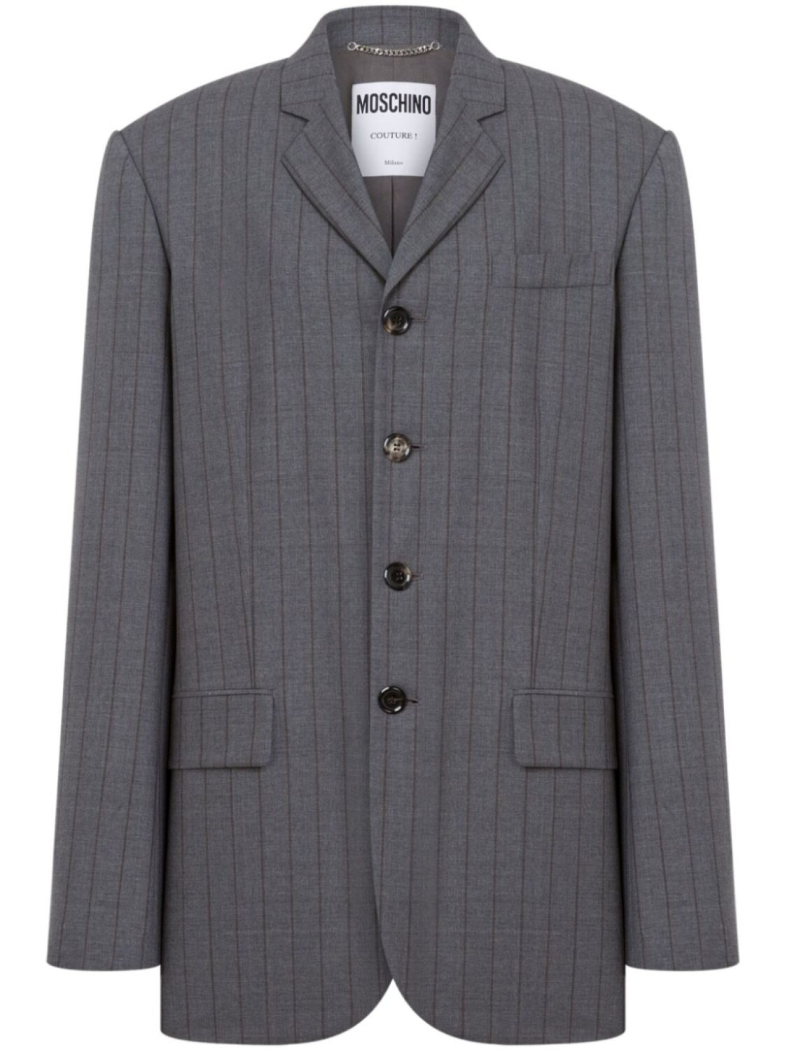 Блейзер в тонкую полоску Moschino, серый 
Блейзер в тонкую полоску Moschino, серый