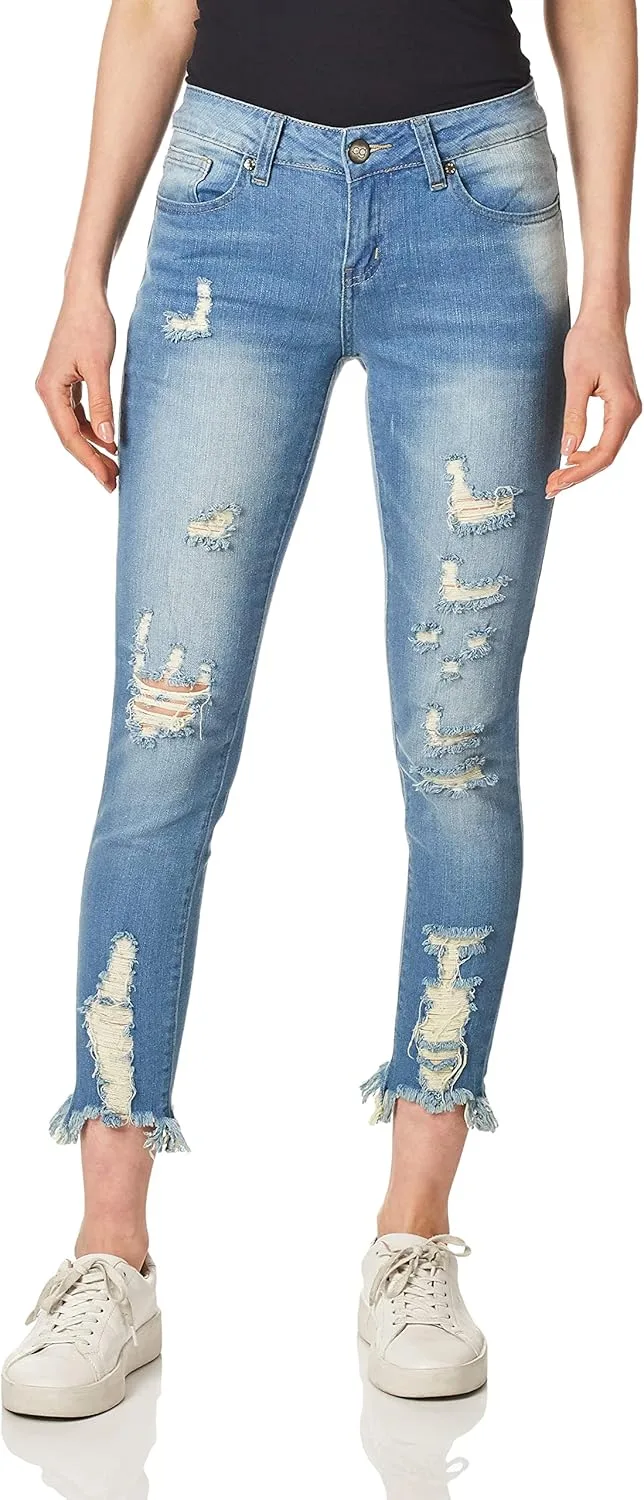 Cover Girl Womens High Waisted Ripped Patched Repair Blue Skinny Jeans
Cover Girl Womens High Waisted Ripped Patched Repair Blue Skinny Jeans