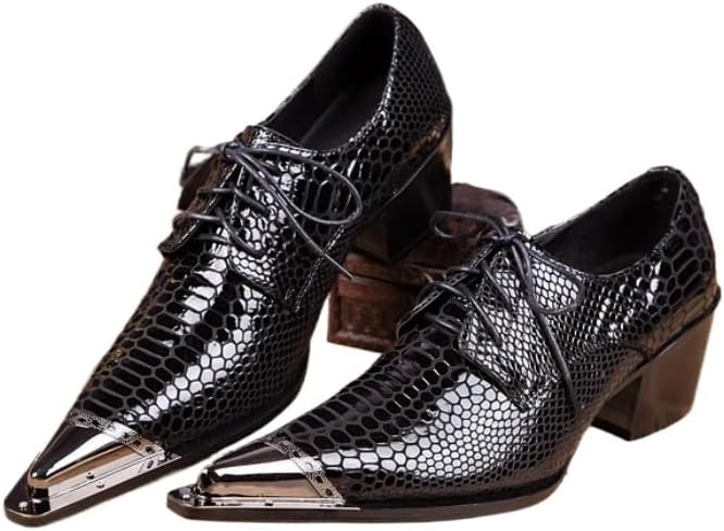 Мужские кожаные оксфорды с металлическим острым носком и отделкой под змеиную кожу Waolsu, черный
Мужские кожаные оксфорды с металлическим острым носком и отделкой под змеиную кожу Waolsu, черный
