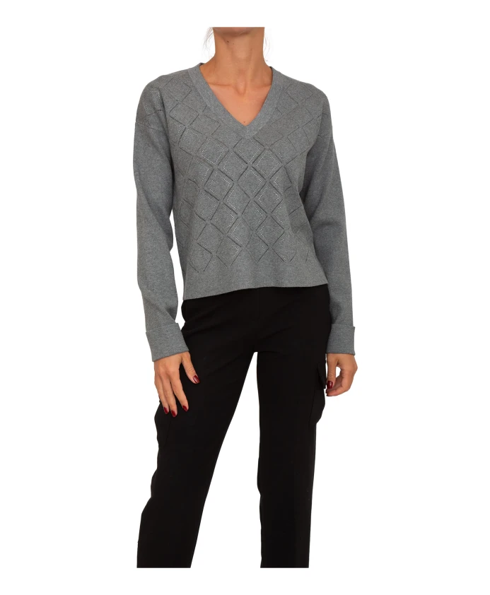 Вискозный свитер со стразами Blugirl, серый
Вискозный свитер со стразами Blugirl, серый