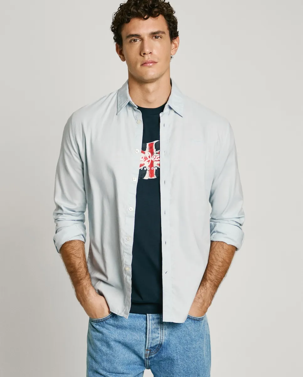 Мужская рубашка Oxford облегающего кроя с вышитым логотипом Pepe Jeans, голубой
Мужская рубашка Oxford облегающего кроя с вышитым логотипом Pepe Jeans, голубой