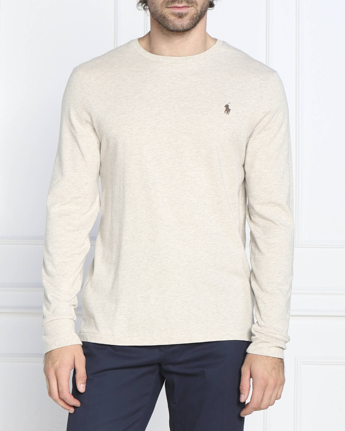 Лонгслив POLO RALPH LAUREN custom slim fit, бежевый 
Лонгслив POLO RALPH LAUREN custom slim fit, бежевый