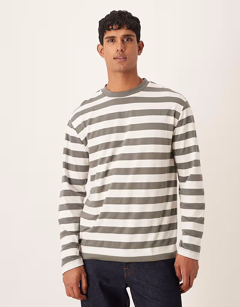 Свободная футболка с длинными рукавами цвета хаки с белой полоской Asos Design
Свободная футболка с длинными рукавами цвета хаки с белой полоской Asos Design