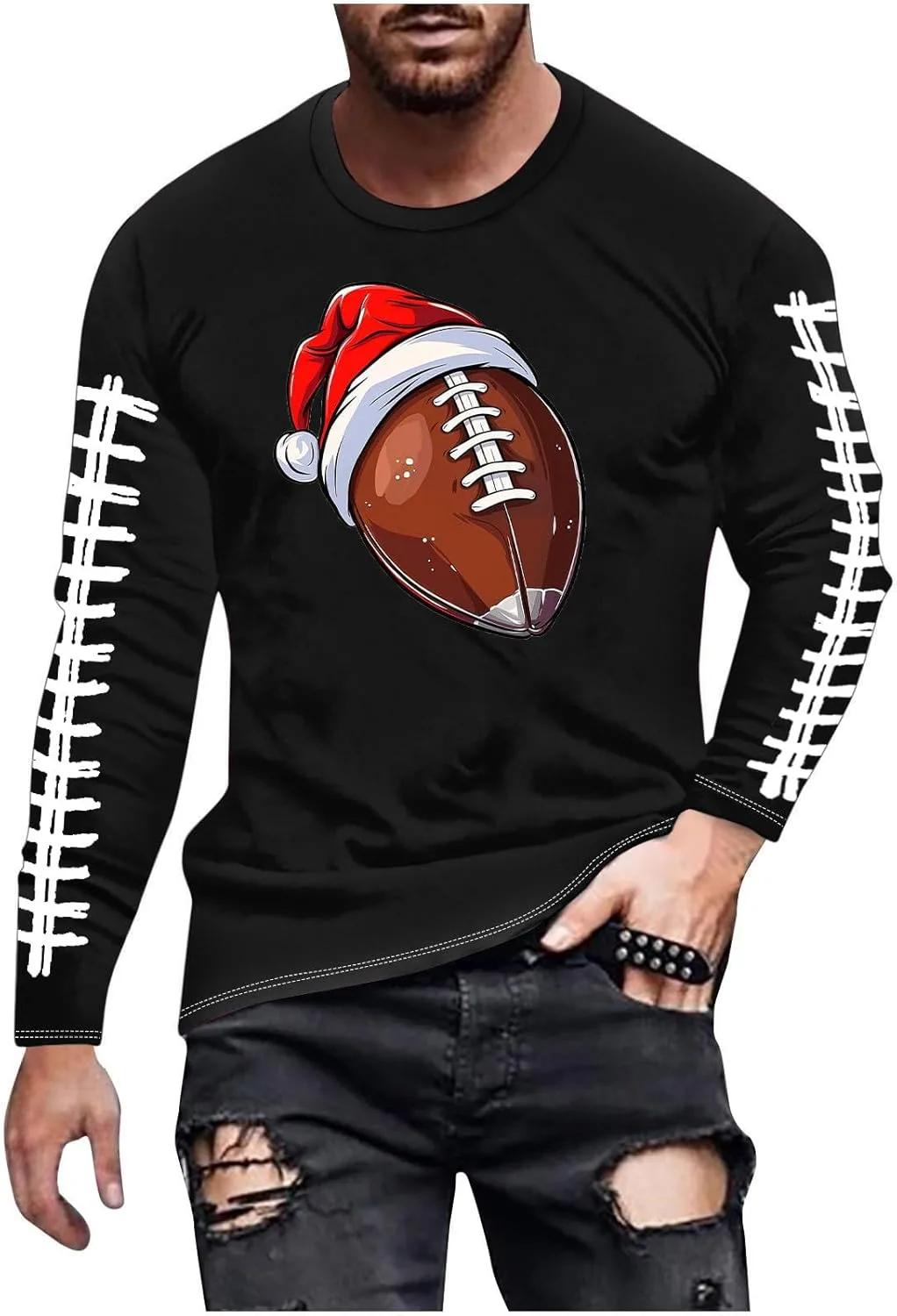 Мужская футболка с длинным рукавом и новогодним принтом
Мужская футболка с длинным рукавом и новогодним принтом