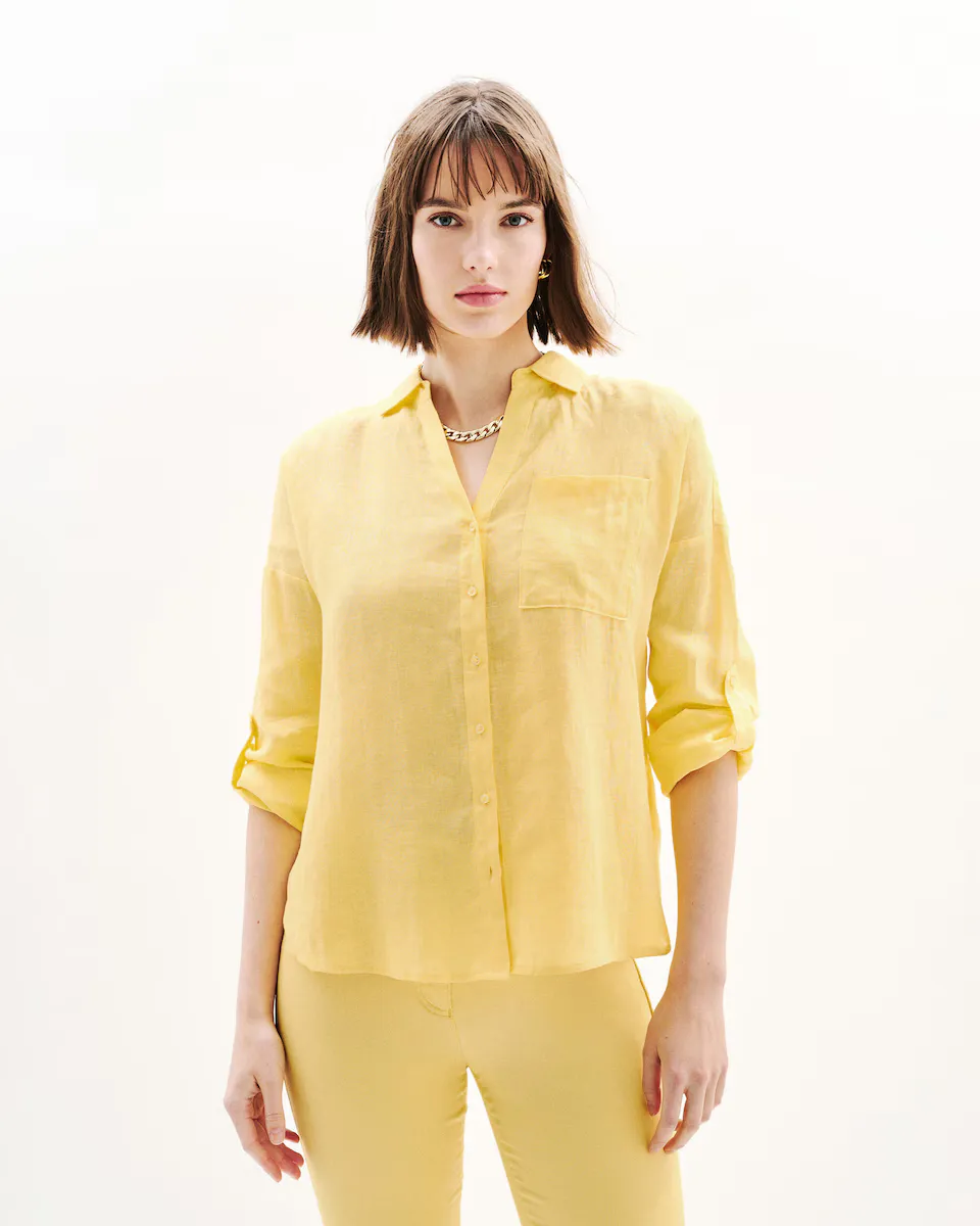 Женская рубашка с нагрудным карманом, 100% лен Caroll, желтый
Женская рубашка с нагрудным карманом, 100% лен Caroll, желтый