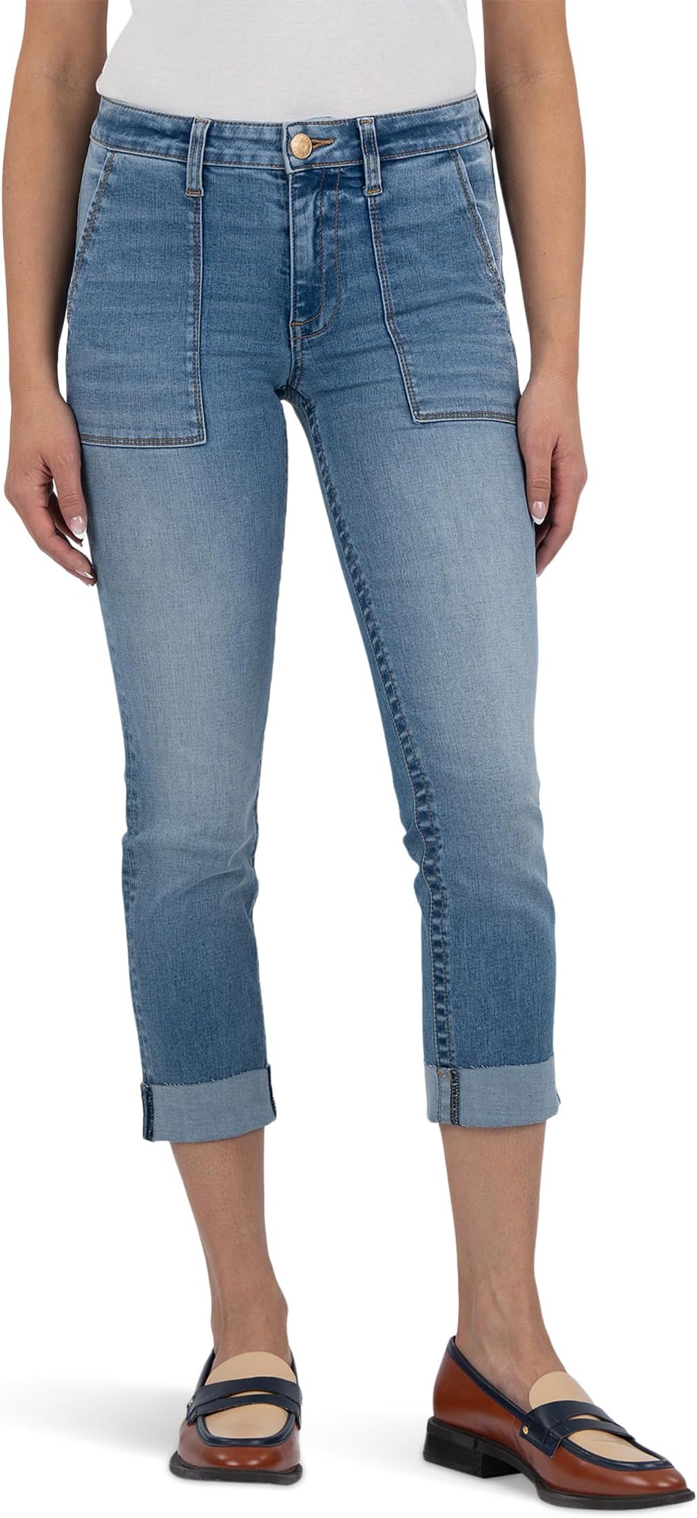 Джинсы KUT from the Kloth Stevie Crop Straight Leg With Pork Chop Pocket, Traditional
Джинсы KUT from the Kloth Stevie Crop Straight Leg With Pork Chop Pocket, Traditional