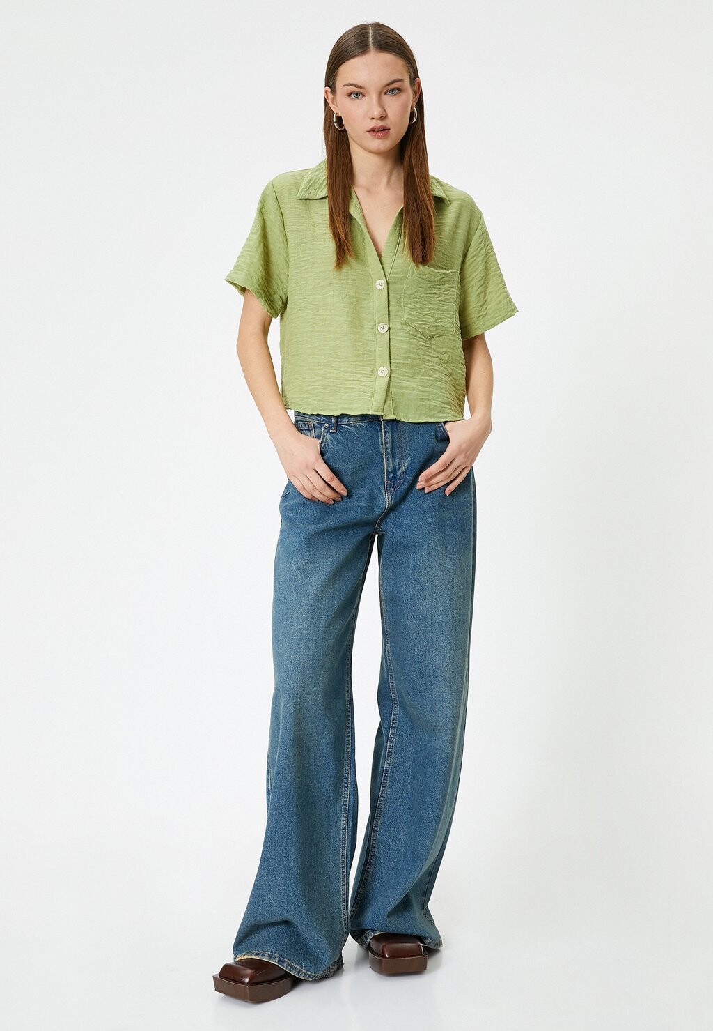 Рубашка-блузка CROP SHORT SLEEVE Koton, зеленый
Рубашка-блузка CROP SHORT SLEEVE Koton, зеленый