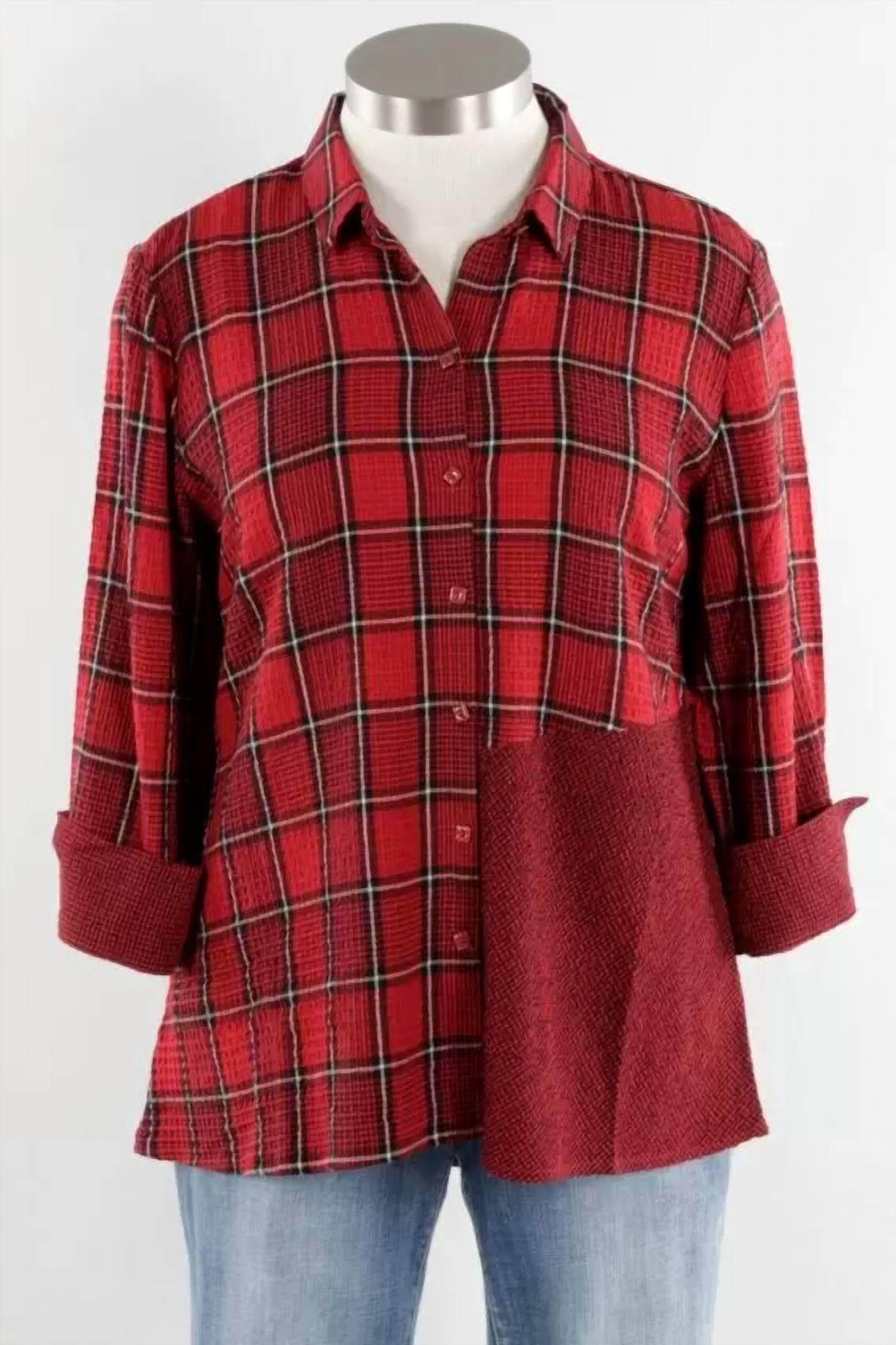 Рубашка-топ смешанной формы в клетку алого цвета habitat, цвет scarlet 
Рубашка-топ смешанной формы в клетку алого цвета habitat, цвет scarlet