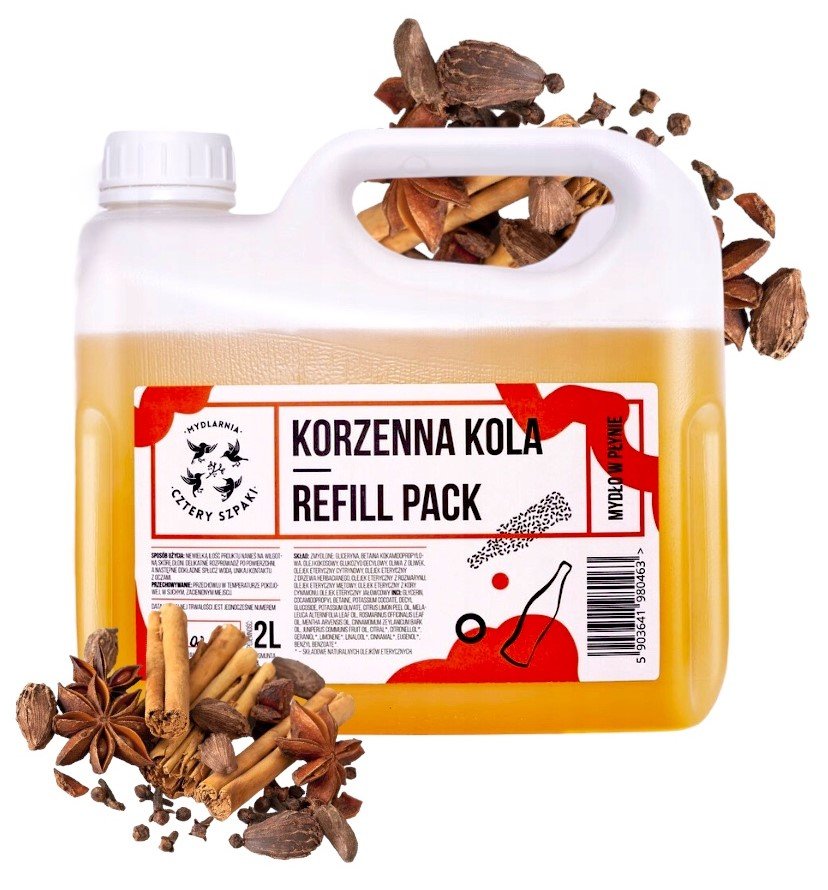 Cztery Szpaki, Жидкое мыло, сменный блок, Пряная кола, 2000 мл Mydlarnia Cztery Szpaki
Cztery Szpaki, Жидкое мыло, сменный блок, Пряная кола, 2000 мл Mydlarnia Cztery Szpaki