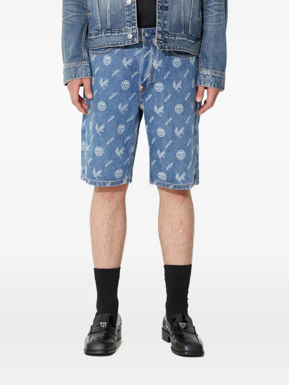 Укороченные шорты с узором и логотипом Evisu, синий
Укороченные шорты с узором и логотипом Evisu, синий