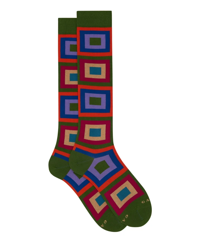 Мужские длинные зеленые хлопковые носки с концентрическим квадратным узором Gallo, мультиколор
Мужские длинные зеленые хлопковые носки с концентрическим квадратным узором Gallo, мультиколор