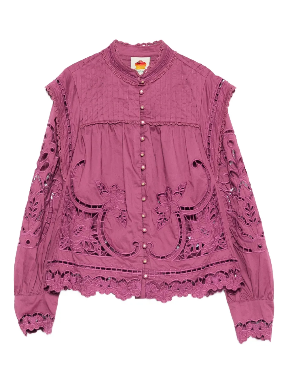 Рубашка с цветочными вырезами и фигурным краем Farm Rio, фиолетовый
Рубашка с цветочными вырезами и фигурным краем Farm Rio, фиолетовый