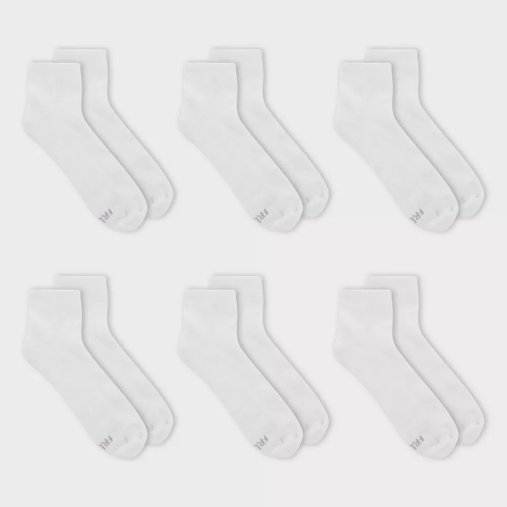 Носки женские Fruit of the Loom, удлиненные, мягкие, 6 пар, спортивные, до щиколотки, цвет White