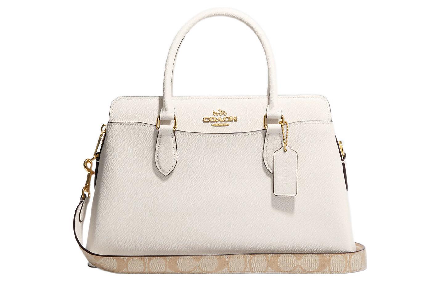 Сумка через плечо Darcie из зерненой кожи и фирменной лакированной ткани, женская, белая COACH 
Сумка через плечо Darcie из зерненой кожи и фирменной лакированной ткани, женская, белая COACH