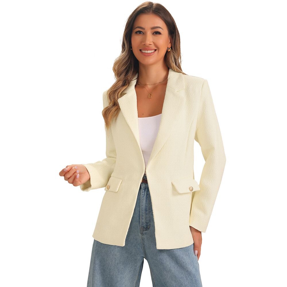 Женский твидовый пиджак с открытым передом и длинными рукавами для офиса, повседневный пиджак, куртка ALLEGRA K, белый
Женский твидовый пиджак с открытым передом и длинными рукавами для офиса, повседневный пиджак, куртка ALLEGRA K, белый