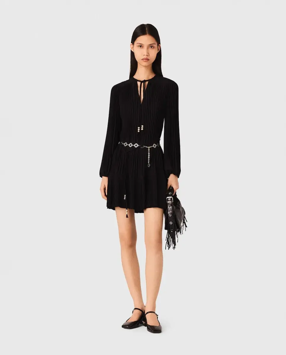 Плиссированное короткое платье Maje, черный
Плиссированное короткое платье Maje, черный