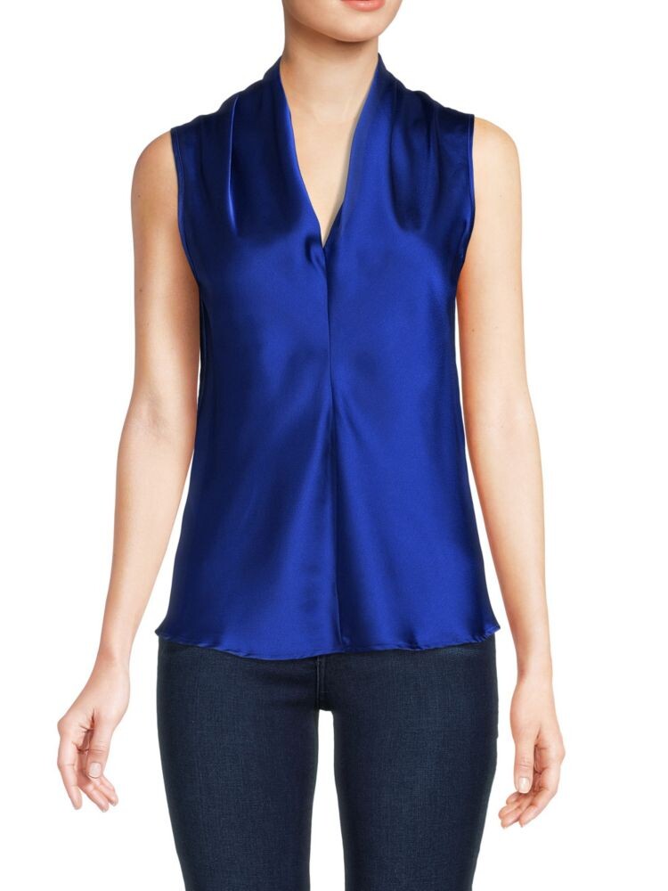 Атласный топ с V-образным вырезом Renee C., цвет Royal Blue 
Атласный топ с V-образным вырезом Renee C., цвет Royal Blue