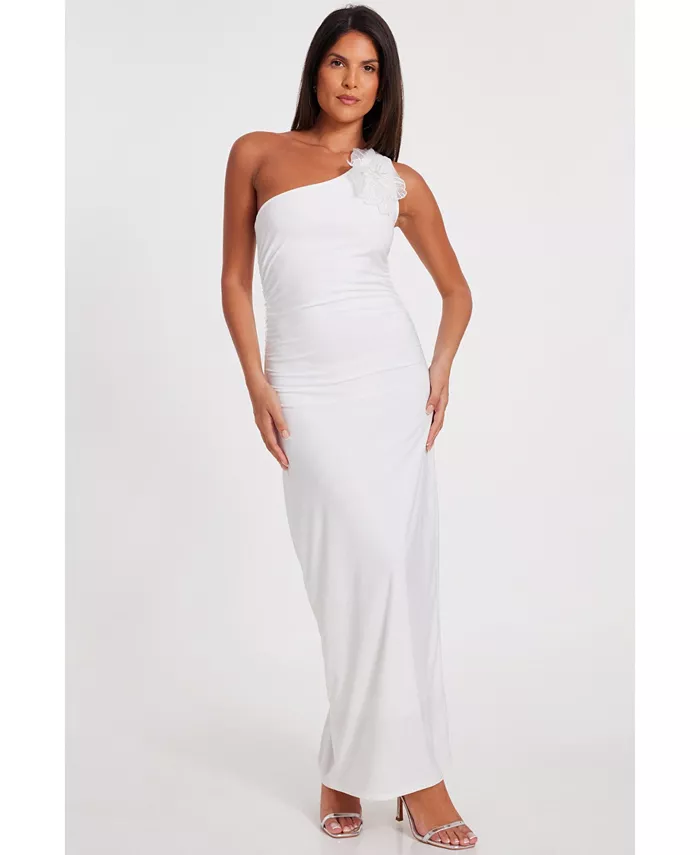 Женское асимметричное платье макси из крепа с 3D-цветочным декором QUIZ, белый
Женское асимметричное платье макси из крепа с 3D-цветочным декором QUIZ, белый