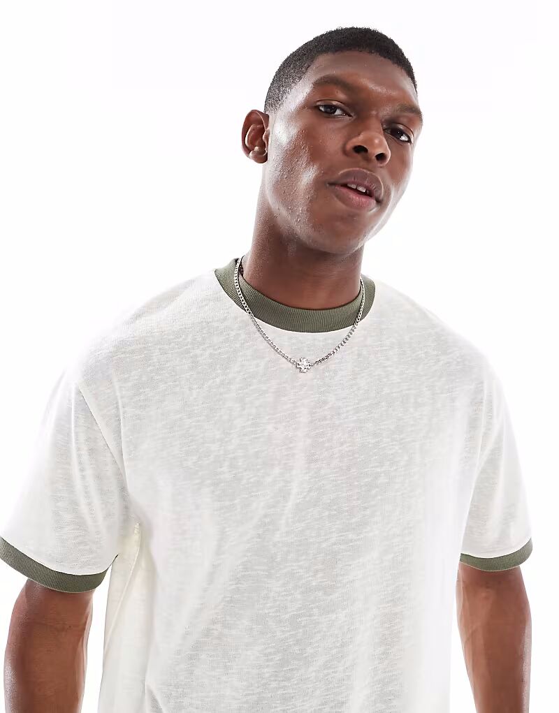 Футболка свободного кроя из льна ASOS DESIGN с контрастной отделкой кремового цвета
Футболка свободного кроя из льна ASOS DESIGN с контрастной отделкой кремового цвета