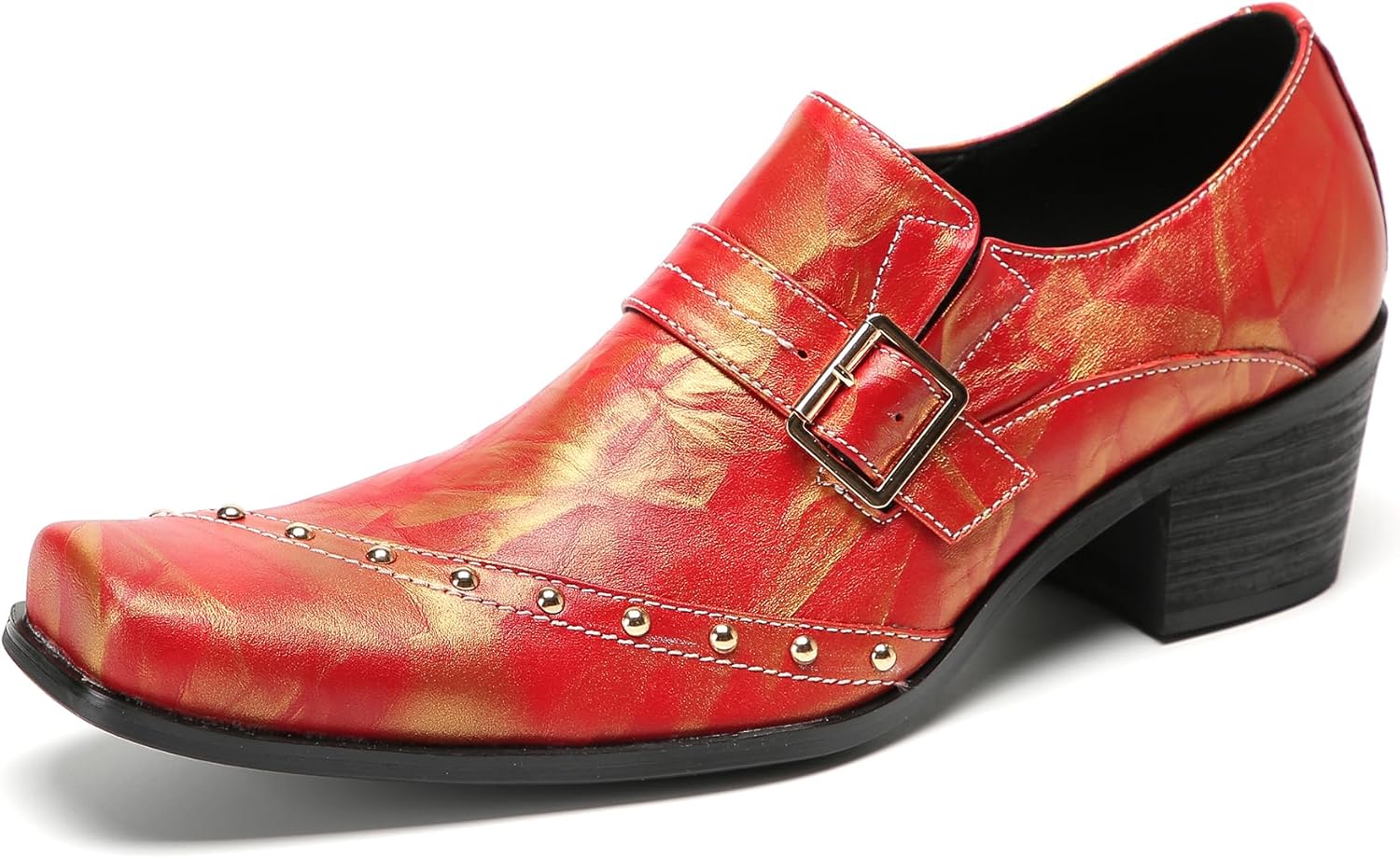 Мокасины Santimon Mens слипоны из натуральной кожи - повседневная обувь с квадратным носком, заклепками и пряжкой-манжетом для вечеринок, свадеб и диско, красный
Мокасины Santimon Mens слипоны из натуральной кожи - повседневная обувь с квадратным носком, заклепками и пряжкой-манжетом для вечеринок, свадеб и диско, красный